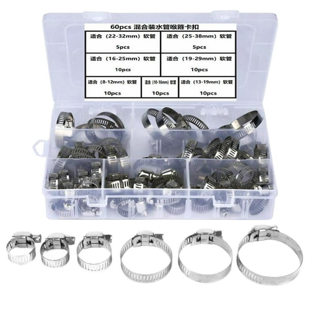 60Pcs Stainless Steel Spring Clips Fuel Oil Water Hose Clip Pipe Tube Clamps Set